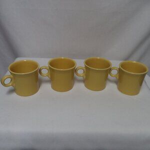 Fiesta HLC Classic Ring Ceramic Mug Cup Set 4 made in U.S.A. 10 oz Yellow NEW